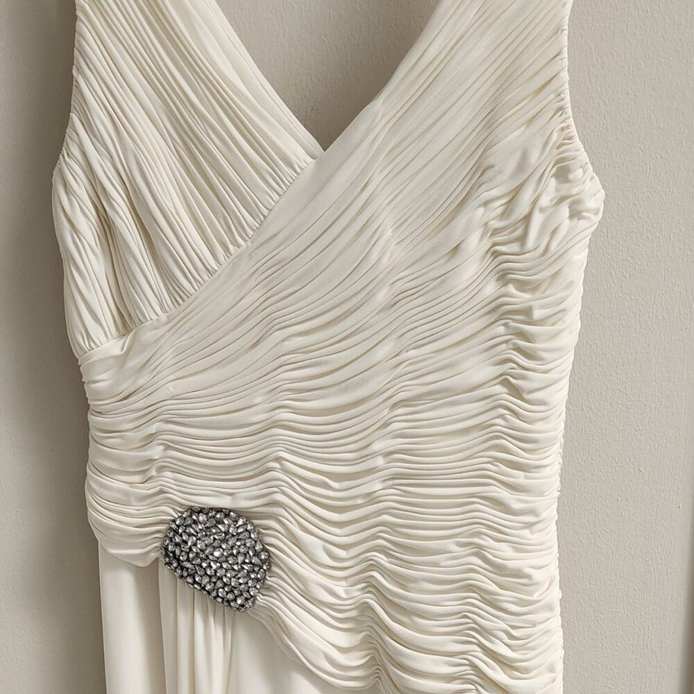 JS Boutique Off White/Ivory Dress Floor Length Gown Embellished Size 10